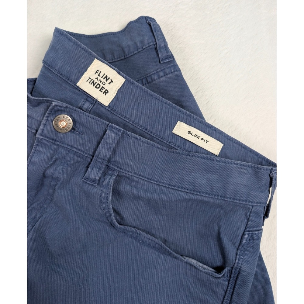 Flint and Tinder Slim Fit Chino Pants Mens 31/27 Blue Stretch Casual